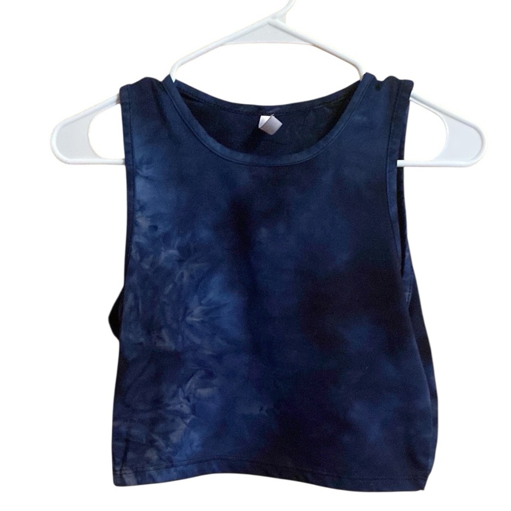 Sweet Cropped Yoga Top Tie Dye Blue Medium